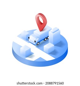 3D navigator and pin location map icon. Vector art illustration