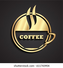 3d negative shape coffee cup gold symbol
