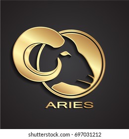 3d negative shape golden aries head logo