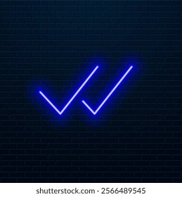 3D neon abstract check mark.