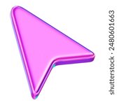 3d neon arrow cursor icon. Stock vector illustration on isolated background.	