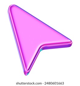 3d neon arrow cursor icon. Stock vector illustration on isolated background.	