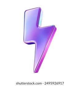 3d neon charger symbol. Holographic sign thunder. Symbol of energy, danger. Minimalistic electrical discharge. Vector illustration.	
