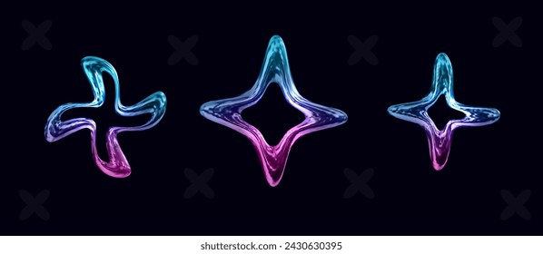 3d neon chrome elements. Vector illustration on dark background