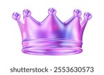 3d neon crown. Textured king holographic crown. Stock vector illustration on isolated background.