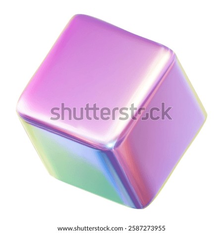 3D neon cube isolated on transparent background. 3d holographic primutive shape. Vector element