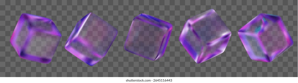 3d neon cube symbol or icon with different angles. Transparent geometry figure cube form. Stock vector illustration on isolated background.	
