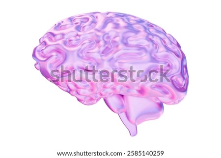 3d neon or holographic human brain. Icon of intelligence, mind. Stock vector illustration on isolated background. 
