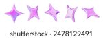 3d neon or holographic sparkle star set. Stock vector illustration on isolated background.