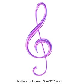 3d neon or holographic treble clef. Music icon for design. Stock vector illustration on isolated background.	
