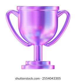 3d neon or holographic trophy cup. Stock vector illustration on isolated background.	
