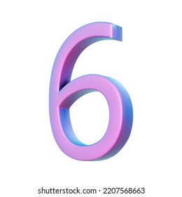 3d Neon Isometric Pink Number. Futuristic Neon Count Down Illustration, Digital Design For Web E-commerce Sales Promotion, Abstract Six 6 Symbol Typography. Vector Isolated On White Background.