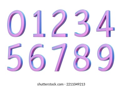 3d Neon Isometric Pink Numbers. Futuristic Neon Count Down Illustration, Digital Design For Web E-commerce Sales Promotion, Abstract Symbol Typography. Vector Isolated On White Background.