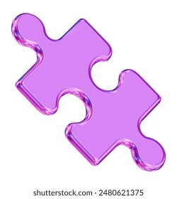 3d neon jigsaw puzzle piece on isolated background. Stock vector illustration.	
