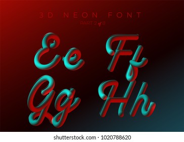 3D Neon Led Font. Liquid Matte Rounded Type. Neon Bubble Typeset with Painted Letters. Tube Hand-Drawn Lettering. Typography for Music Poster, Sale Banner, Advertising. Multicolor Ultraviolet Colors.