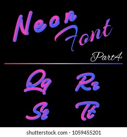 3D Neon Led Font. Liquid Matte Rounded Type. Tube Hand-Drawn Lettering.  Multicolor Ultraviolet Colors. 3D render of bubble font with glint.