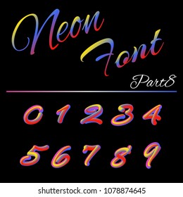 3D Neon Led Font. Liquid Matte Rounded Type. Tube Hand-Drawn Lettering. Multicolor Ultraviolet Colors. 3D render of bubble font with glint.