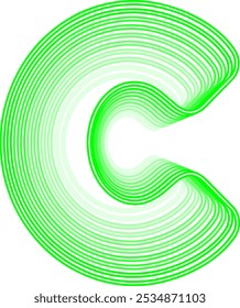 3D Neon LED Line Letter Alphabet Vector Element C