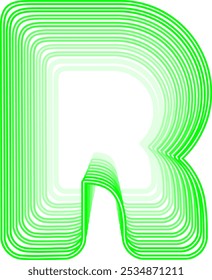3D Neon LED Line Letter Alphabet Vector Element R