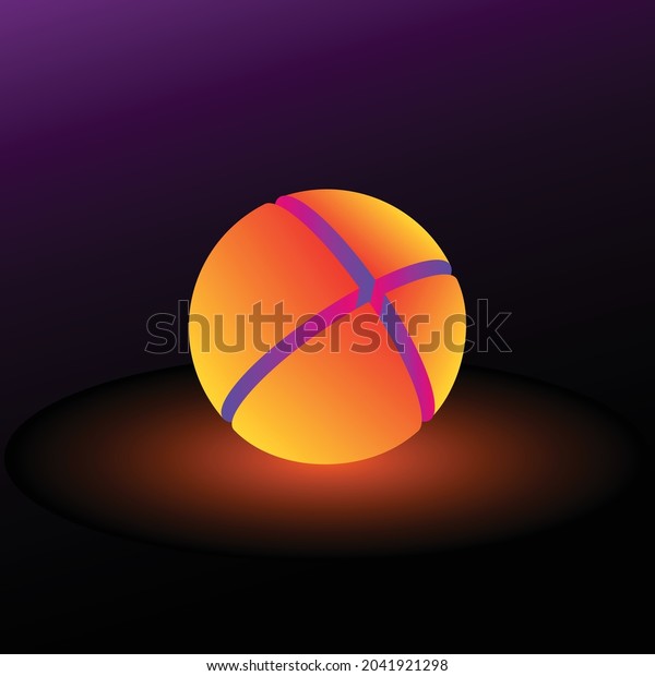3d neon light sphere divided to four parts.\
Shining ball. Soft glow on the background. Perfect for technology\
theme, futurism, cyber.