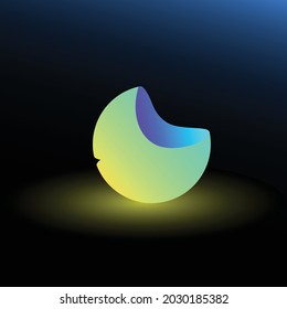 3d neon light sphere. Shining ball. Soft glow on the background. Perfect for technology theme, futurism, cyber.