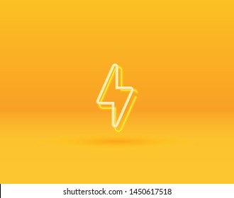 3D Neon Lightning Bolt. Design Elements For Web, Internet, App, Advertisement, Promotion. Vector.