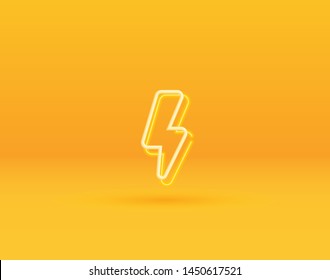 3D Neon Lightning Bolt. Design Elements For Web, Internet, App, Advertisement, Promotion. Vector.