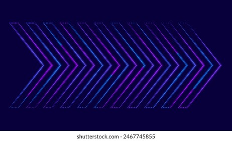 3D Neon Lights Arrow. Abstract Minimalist Business Start Up Growth Concept Background. Colorful Neon Lights In a Shape of Ascending Arrow. Profit and Investment Vector Illustration.