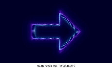 3D Neon Lights Arrow. Abstract Minimalist Business Start Up Growth Concept Background. Colorful Neon Lights In a Shape of Ascending Arrow. Profit and Investment Vector Illustration.