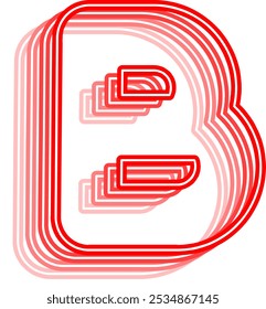 3D Neon Line Letter Alphabet Vector Element B