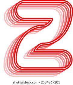 3D Neon Line Letter Alphabet Vector Element Z