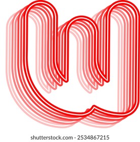 Letra 3D Neon Alfabeto Elemento Vetor W