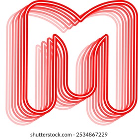 Elemento de Vector de letras de línea de neón 3D M