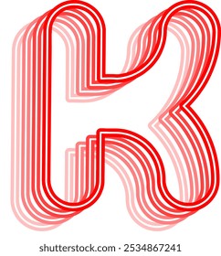 3D Neon Line Letter Alphabet Vector Element K
