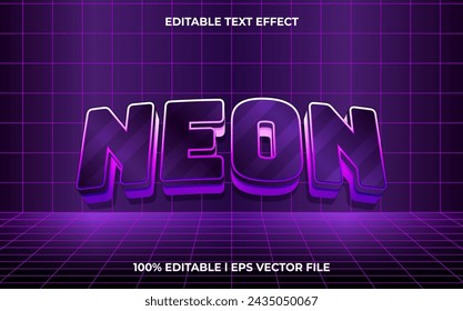 3d neon logo style editable vector text effect