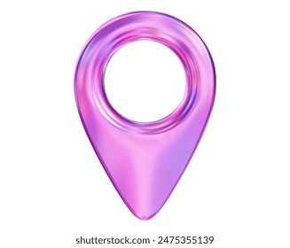 3d neon map location pointer. Pin code icon of the geolocation map. Stock vector illustration on isolated background.