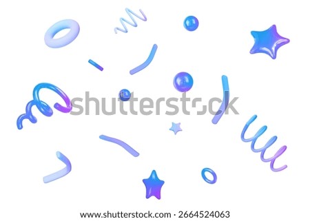 3d neon party confetti on isolated background. Holiday Festival Design for Greeting Card, Invitation or Poster. Celebration - Party. Surprise Banner. Stock vector illustration on isolated background.