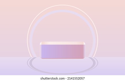3d neon platform podium background for product displays with geometric platform 3d podium on pedestal display pink studio Free Vector