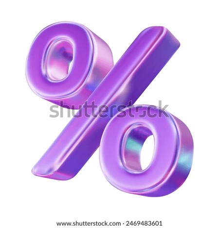 3d neon sign percent discount on isolated background. Voucher gift. Stock vector illustration.