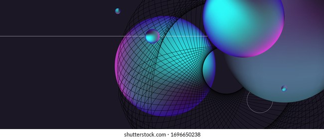 3d neon space modern abstract liquid poster design, abstract design for web landing