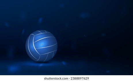 3d neon volleyball ball on a blue background. A concept for sports.