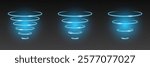 3D Neon Wi-Fi and Wireless Connection Icons. Glowing Blue Signal Effects for Wireless Networking. Wifi, sensor, radar, RFID and round circle waves wireless technology concept. 