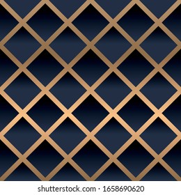 3d Net abstract geometric seamless pattern. gold and blue ornament. Graphic modern pattern. Simple lattice graphic design.