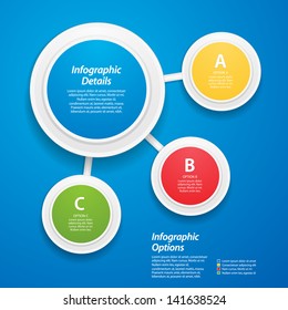 3D Networked Circle Infographic on a Blue Background with Sample Text
