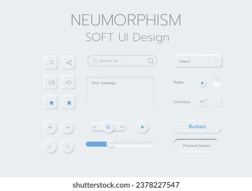 3D Neumorphic Soft UI Design. 3D Bottons.