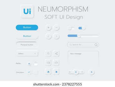 3D Neumorphic Soft UI Design. 3D Bottons.