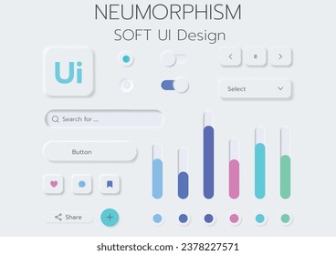 Diseño de IU Neumorphic Soft 3D. Botones 3D.