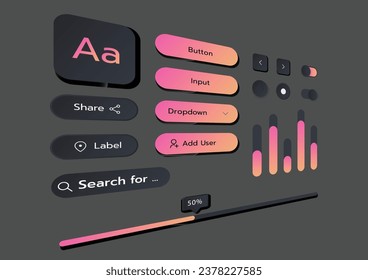 3D Neumorphic Soft UI Design. 3D Bottons.
