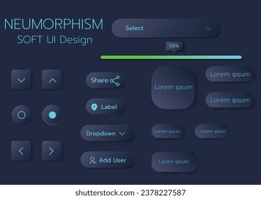3D Neumorphic Soft UI Design. 3D Bottons.
