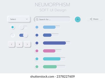 Diseño de IU Neumorphic Soft 3D. Botones 3D.